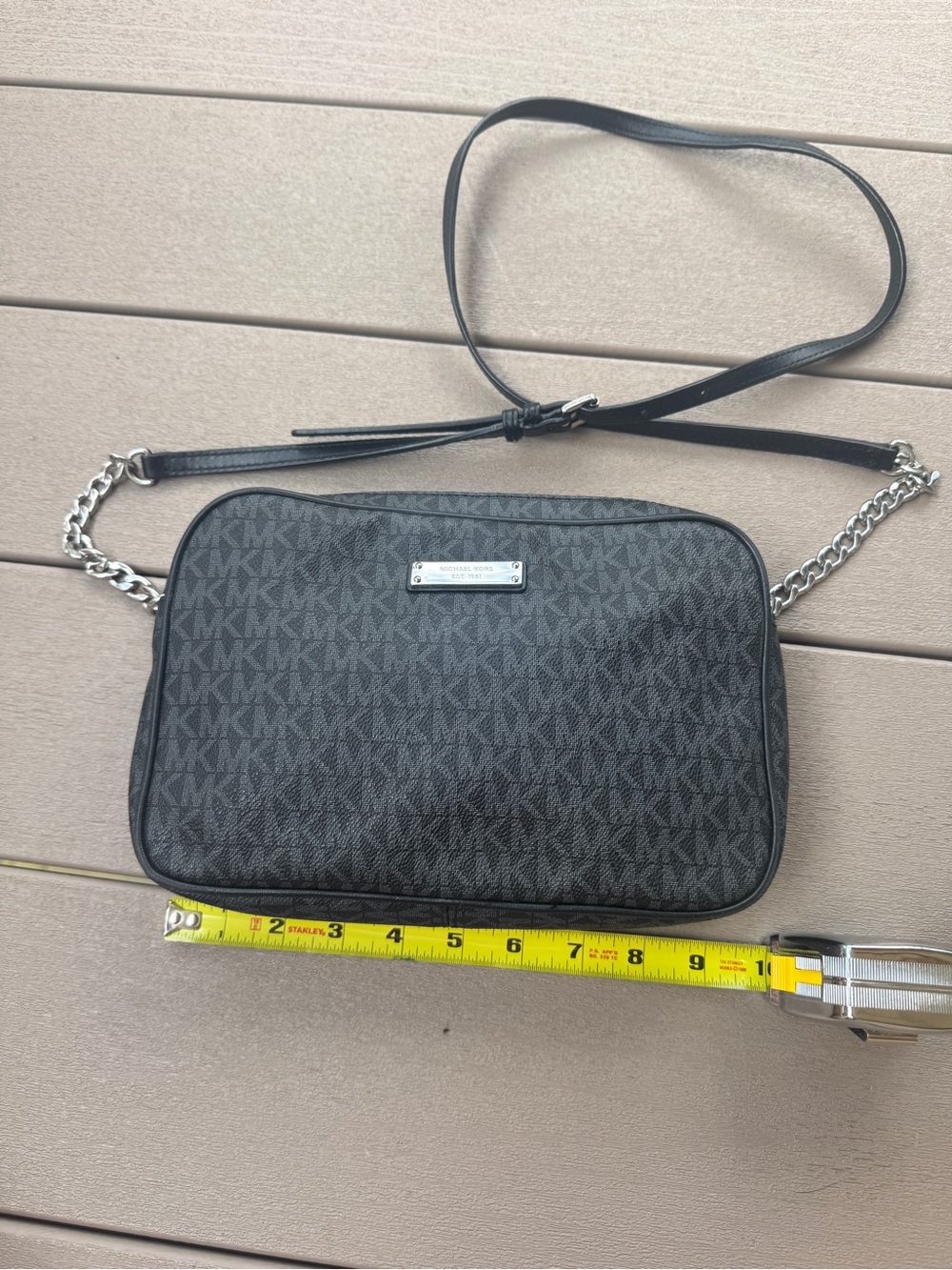 Michael Kors Black Logo Chain-Trim Crossbody Bag